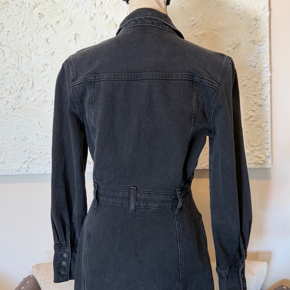 Boyish Denim Dress Womens Black Washed Gray Emmet Moonfleet Button Front Sz S - Picture 5 of 10